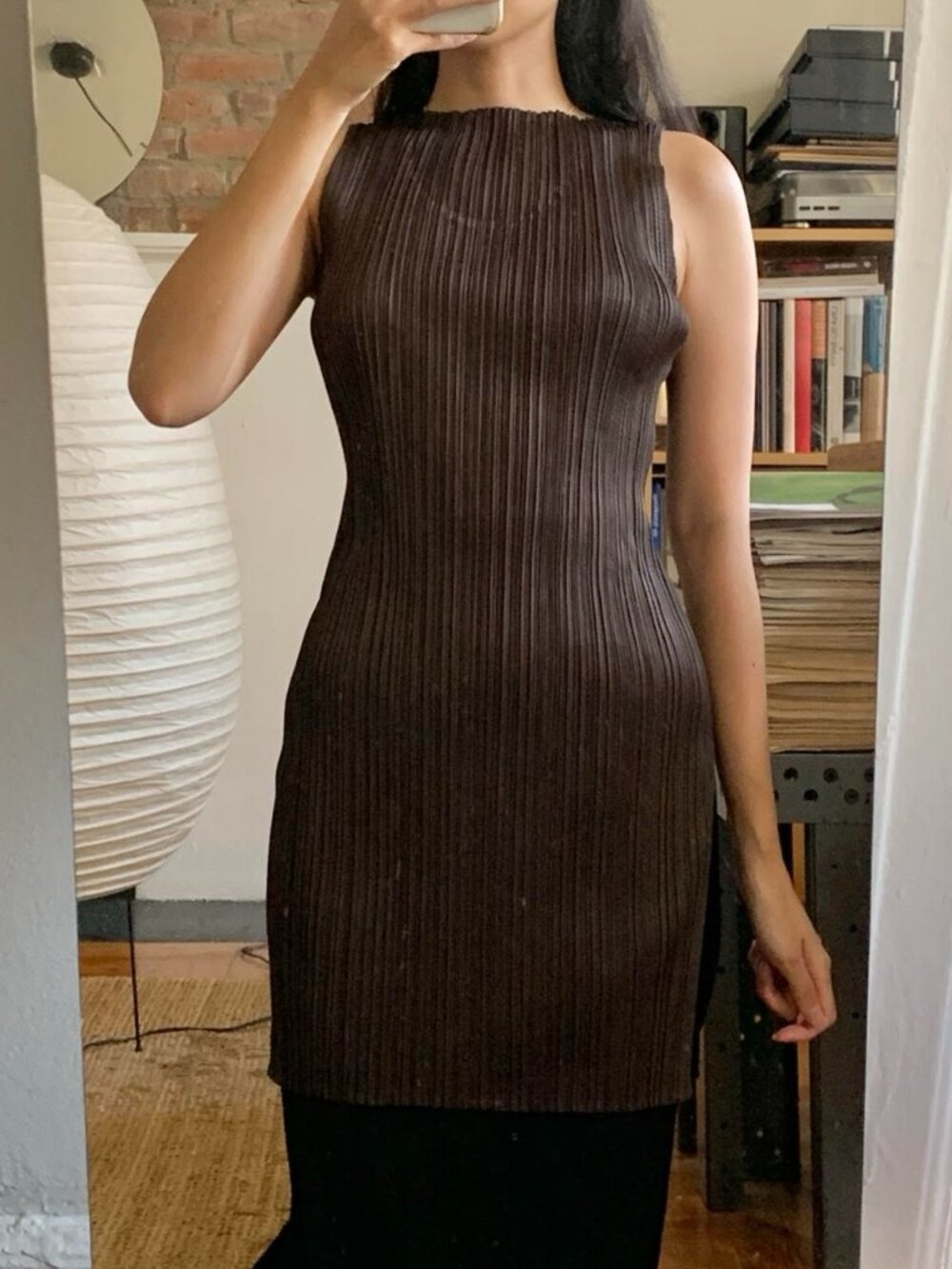 Issey Miyake Pleats Please Embossed Tank Brown JP3